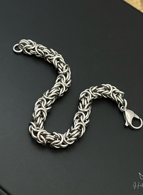 欧美个性编织钛钢男士手链高级感