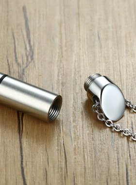 可刻字纪念亲人宠物毛发骨灰吊坠钛钢项链男香水瓶配饰空心不掉色