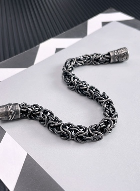 嘻哈复古蛇骨链钛钢手链男不掉色
