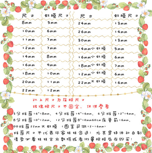 BJD娃娃眼睛1/3分tinyfox天使蓝绿色十字爱心粉紫MDD软妹卡通眼珠 - 图3
