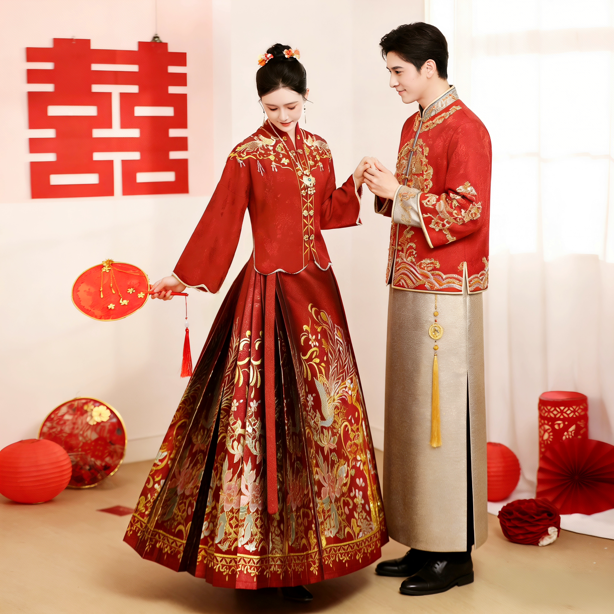 琴瑟和鸣大码敬酒服红色马面裙订婚汉服女刺绣织金新中式半身裙冬,淘宝优惠券,粉丝福利购,淘宝优惠卷