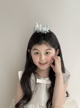 儿童皇冠发夹女童公主珍珠蝴蝶结王冠夹子生日拍照小女孩舞台头饰