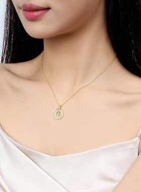 宫铃平安扣项链女925纯银文艺复古风中式如意铃铛和田玉吊坠小众