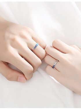 原创韩版流星雨情侣戒指纯银925创意小众ins星辰对戒轻奢纪念礼物