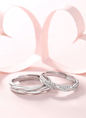 原创缠绕莫比乌斯情侣戒指925纯银韩版简约设计女对戒交织指环