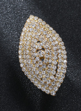 町卡施家个性几何满钻戒指女 时尚潮流小众百搭开口可调节戒指环