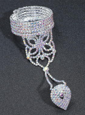 町卡施家多层水钻连指手链 拉丁舞肚皮舞交谊舞国标舞手链手镯