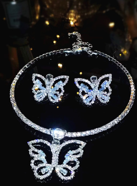 耳钉项链两件套装闪亮气质百搭