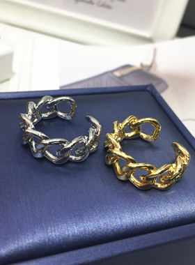 轻奢夸张编织链条欧美风开口戒指