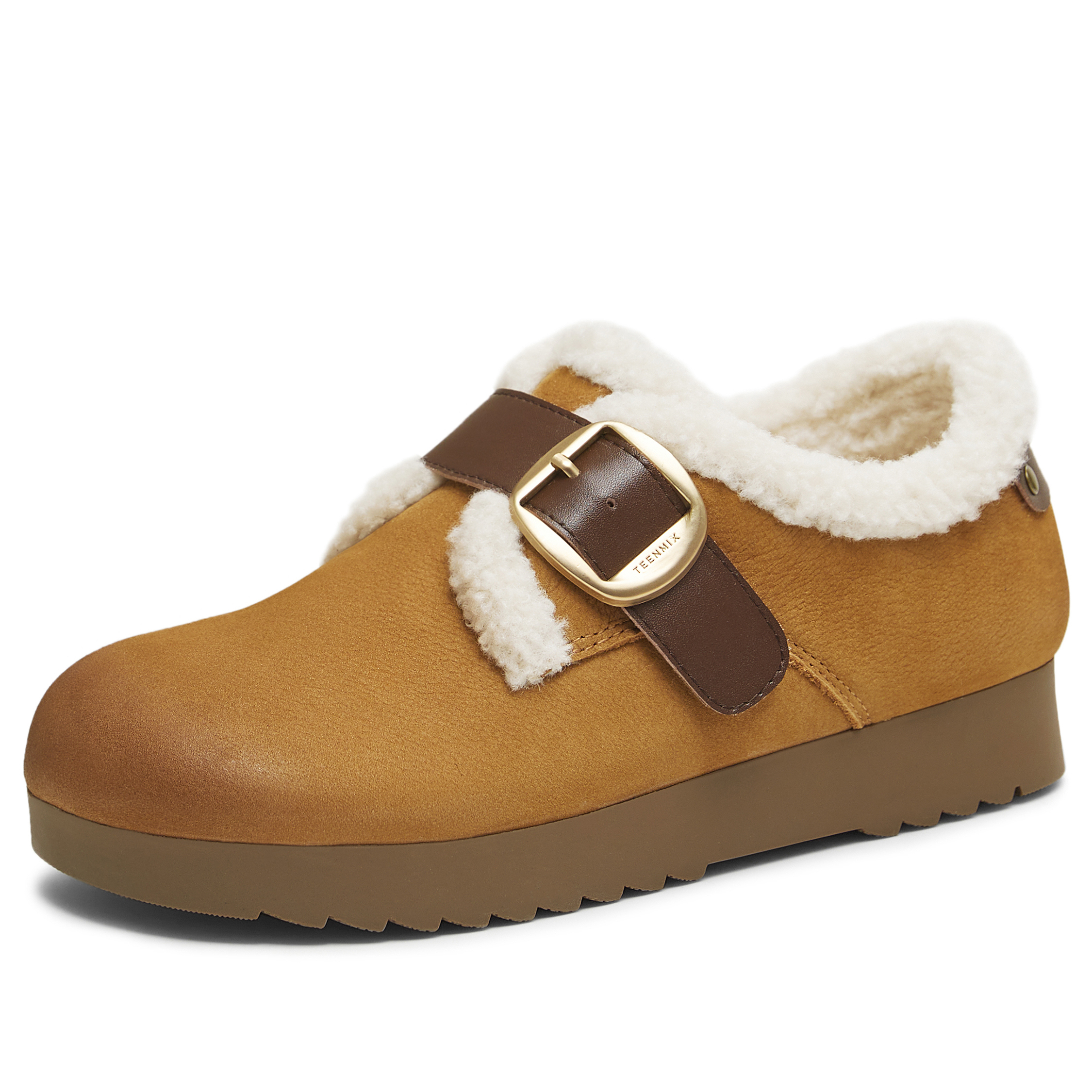 专柜正品天美意2025冬款女鞋厚底加绒勃肯毛毛鞋休闲短靴KK066DM5 - 图2