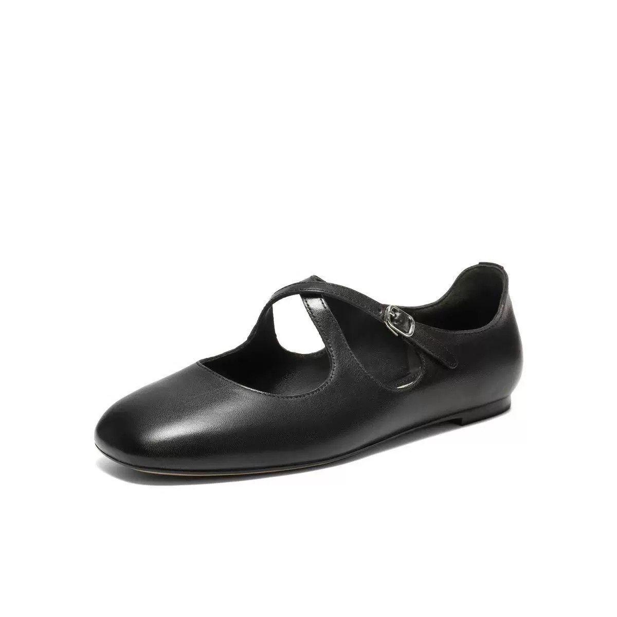 专柜正品百丽玛丽珍鞋浅口2026春款真皮交叉带单鞋女H8009AQ6,淘宝优惠券,粉丝福利购,淘宝优惠卷