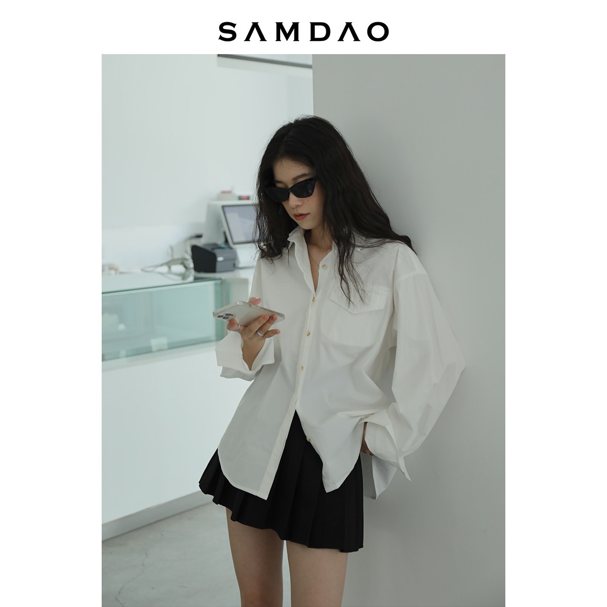 SAMDAO 高质感百褶裙带安全裤防走光a字裙高腰梨形显瘦小个子半裙