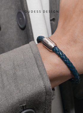 GUDESS皮绳手链男士真皮磁吸手环
