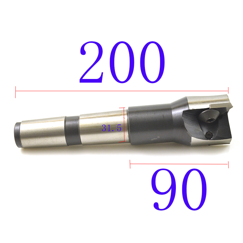 4号柄加长200 可转位立铣刀 换刀片 清根飞面刀盘三角刀片40 50mm - 图0