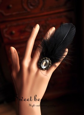 单根羽毛戒指道具哥特复古