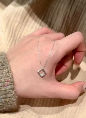 S925纯银～几何方块女日常百搭极简精致高级感锁骨链颈链细链