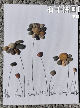 大自然材料石子创意DIY拼贴画