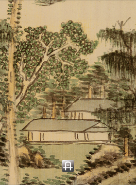 王原祁仿黄公望设色山水图 真正1:1超清复制中国画挂画临摹绢2021