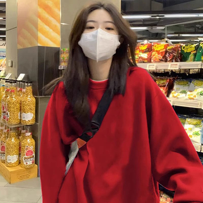 奥莱清仓秋冬宽松男女打底衫棉布果蔬收纳袋男女情侣连帽棉卫衣