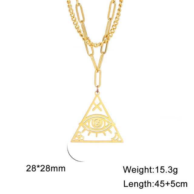 Internet celebrity INS titanium steel Illuminati all-seeing eye ring necklace Masonic badge devil's eye stainless steel