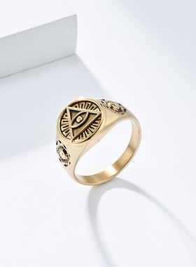 光明会全视之眼钛钢男士戒指