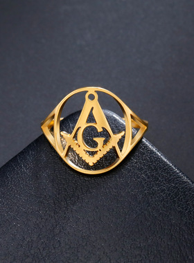 明星同款光明会全视之眼钛钢戒指