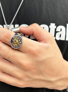 光明会全视之眼戒指项链共济会徽章印章标记金色男款自由石匠钛钢