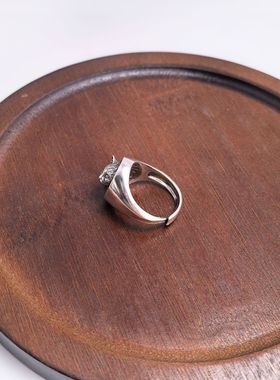 立体浮雕猫咪全视之眼戒指男款