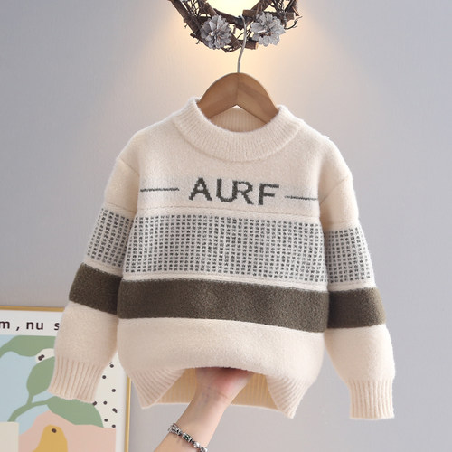 男童毛线衣秋冬加厚儿童毛衣2025冬季新款韩国绒男孩针织衣服毛衫 - 图2