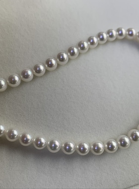 海水akoya珍珠项链5.5-6mm微瑕无瑕礼盒装春夏款锁骨链