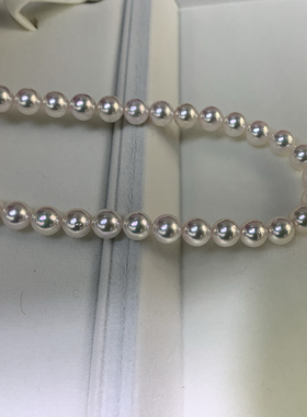无调天女珠光akoya珍珠项链7-7.5mm正圆微微瑕纯银扣送礼