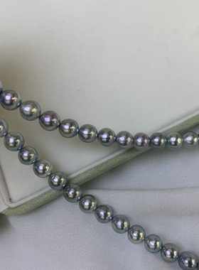 无调真多麻色akoya珍珠项链8.5-9mm基本正圆纯银扣