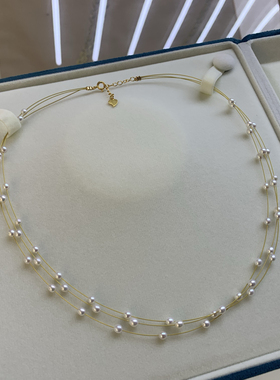 天然淡水珍珠3-4mm软钢丝女锁骨链百搭小众设计高级感轻奢颈链