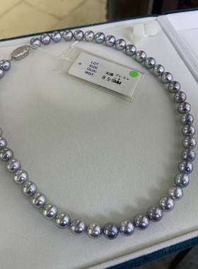 无调真多麻色akoya珍珠项链8.5-9mm基本正圆纯银扣