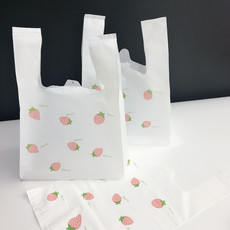 картон 网红草莓可爱打包塑料袋通用快餐便当外卖袋饰品礼品背心袋子