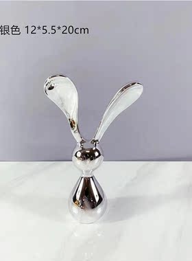 电镀树脂现代轻奢折大耳兔子摆件