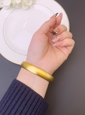 精品越南沙金手镯素圈古法泥鳅背轮胎镯子女铜镀金久不掉色首饰