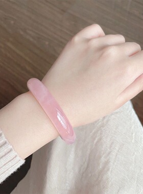 玉髓手镯高冰种荔枝冻仙女粉镯子感新中式镯子礼物送礼盒