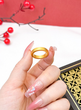 越南沙金戒指潮流轻奢情侣对戒复古久不掉色指环磨砂素圈跨境