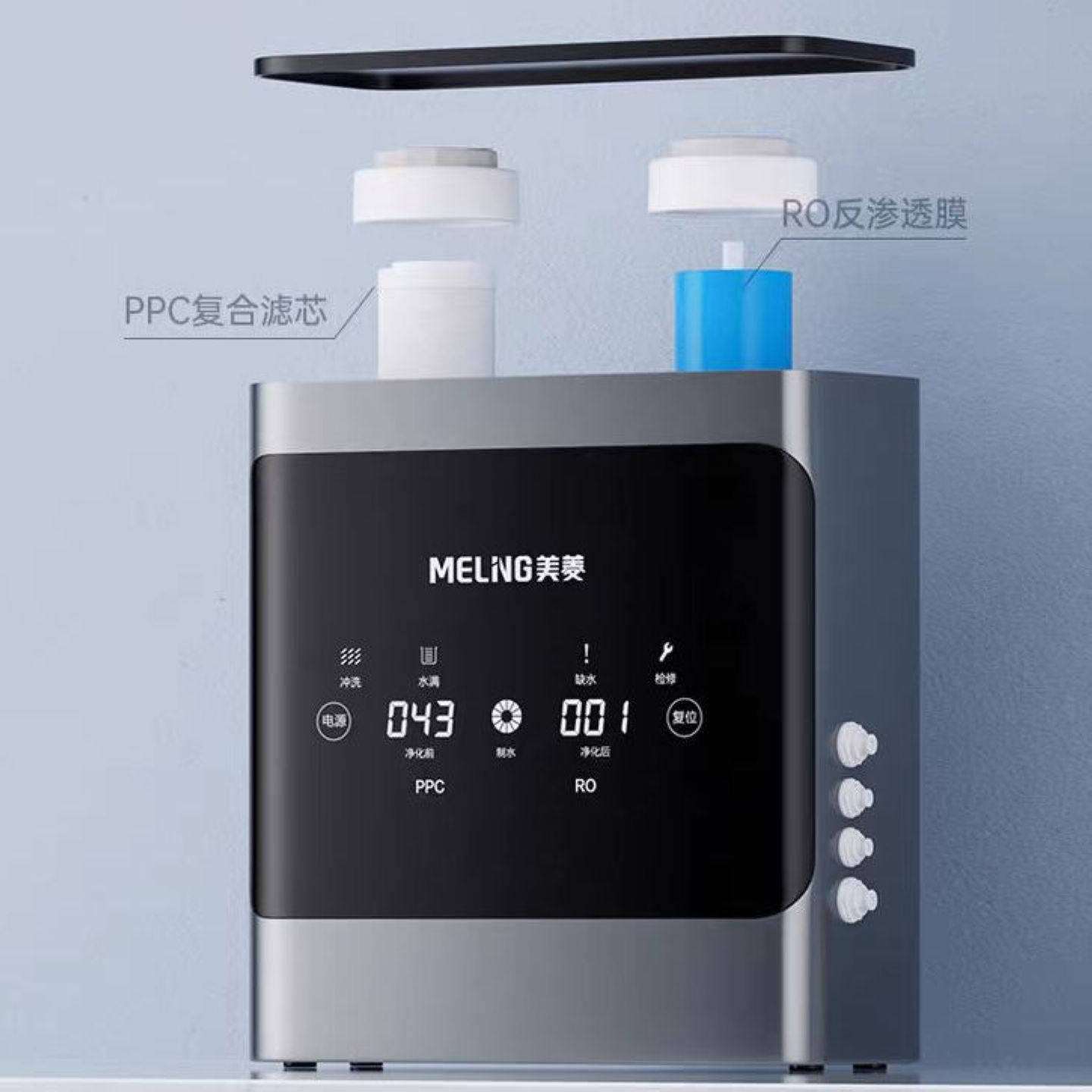 适配美菱ML-2R600 ML-2R800 2R1000纯水机PPC复合 RO膜全套过滤芯 - 图2