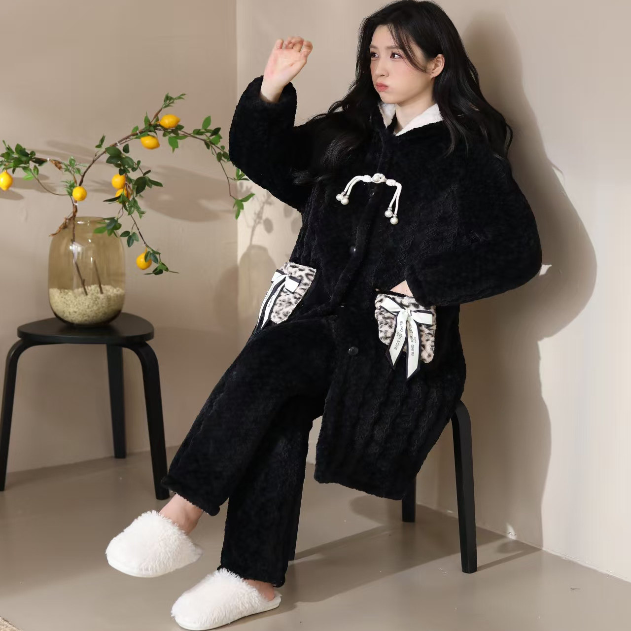 反季特价秋冬三层夹棉睡袍女加厚加绒长款连帽睡衣可爱家居服套装,淘宝优惠券,粉丝福利购,淘宝优惠卷