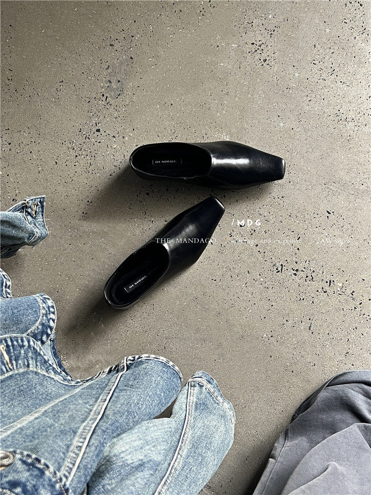 韩国chic单鞋女2023新款东大门复古方头深口一脚蹬通勤软皮小皮鞋,淘宝优惠券,粉丝福利购,淘宝优惠卷