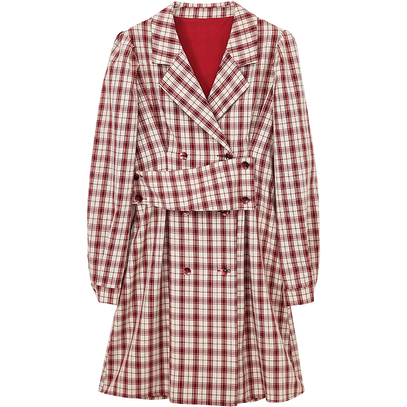 Oece复古格纹连衣裙秋冬季新款女装法式气质收腰长袖裙子春,淘宝优惠券,粉丝福利购,淘宝优惠卷