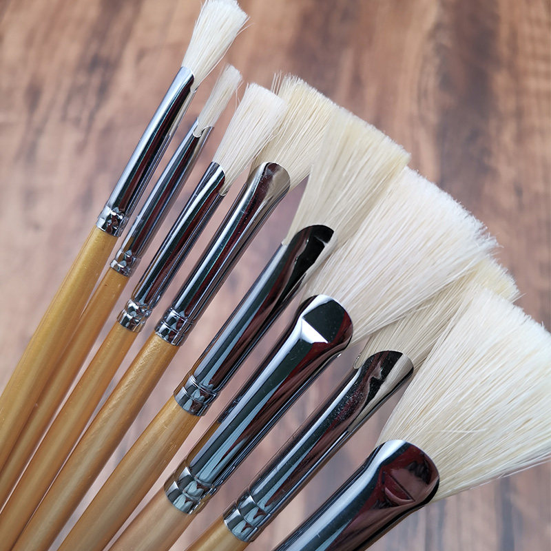 水粉笔扇形笔猪鬃套装6支学生单支0号扇形笔小号水粉丙烯油画专用,淘宝优惠券,粉丝福利购,淘宝优惠卷