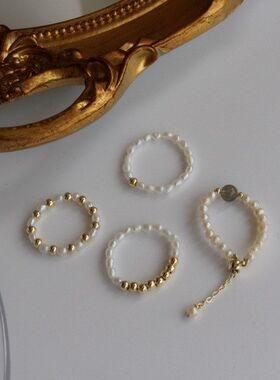 珍珠真金轻奢戒指指环百搭18高级