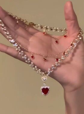 时尚链平安花纹镶钻高级感水滴