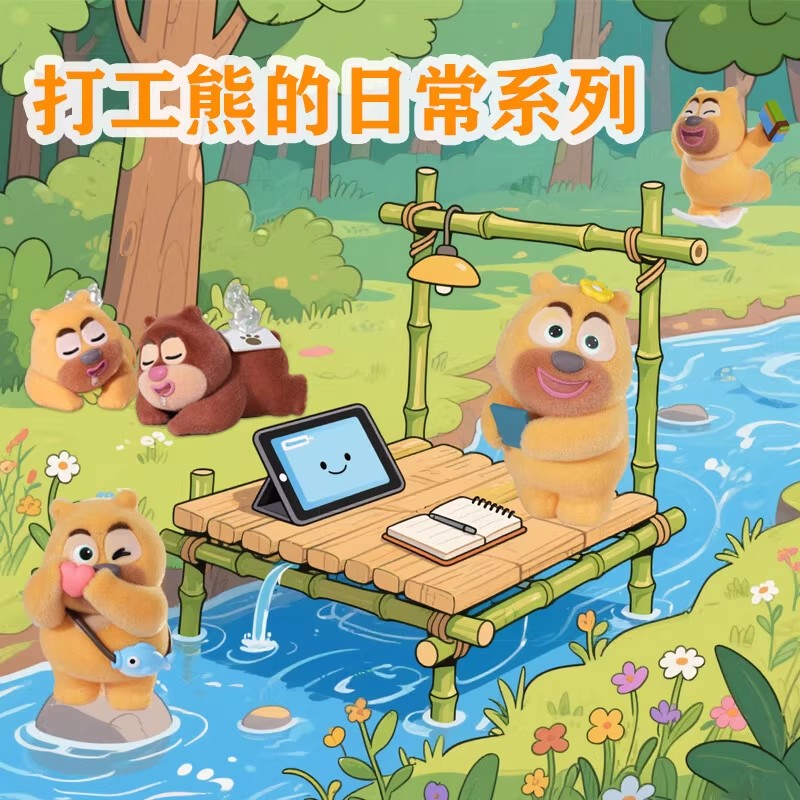 正版打工熊的日常熊出没盲盒手办熊大熊二玩偶可爱公仔礼物周边 - 图2