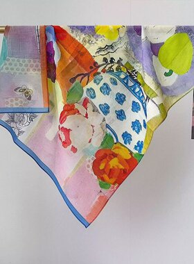 美院风方巾65尺寸桑蚕丝真丝围巾
