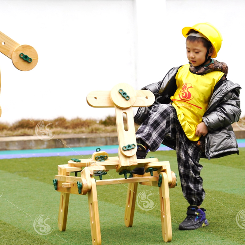 幼儿园螺母积木安吉游戏实木拼装益智原木色拼插户外建构儿童户外