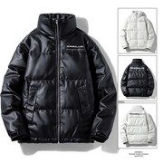 冬季新款保暖90白鸭绒pu皮加厚羽绒服